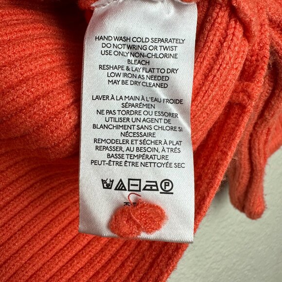 Anthropologie Kendall Cropped Ribbed Knit Orange Coral Sweater Small - Picture 7 of 10